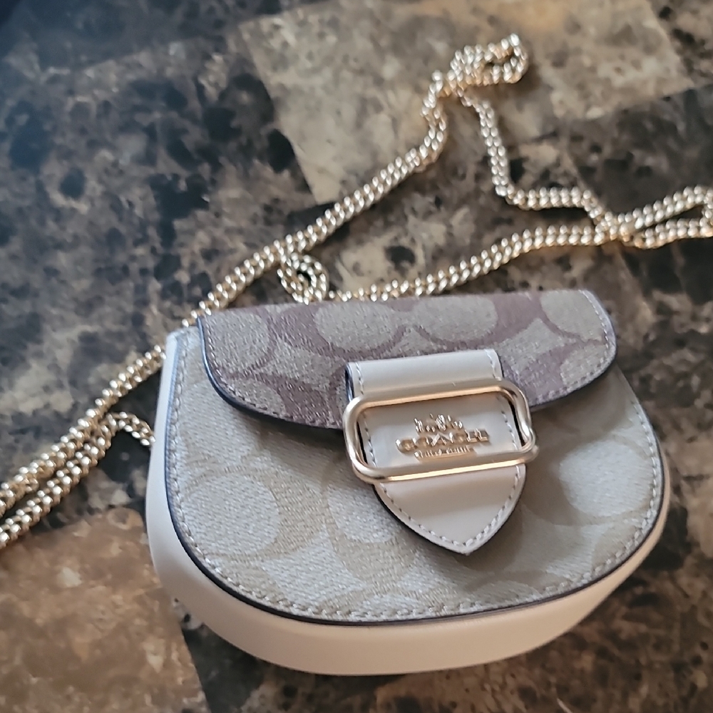 Coach Beige and White Mini Bag
